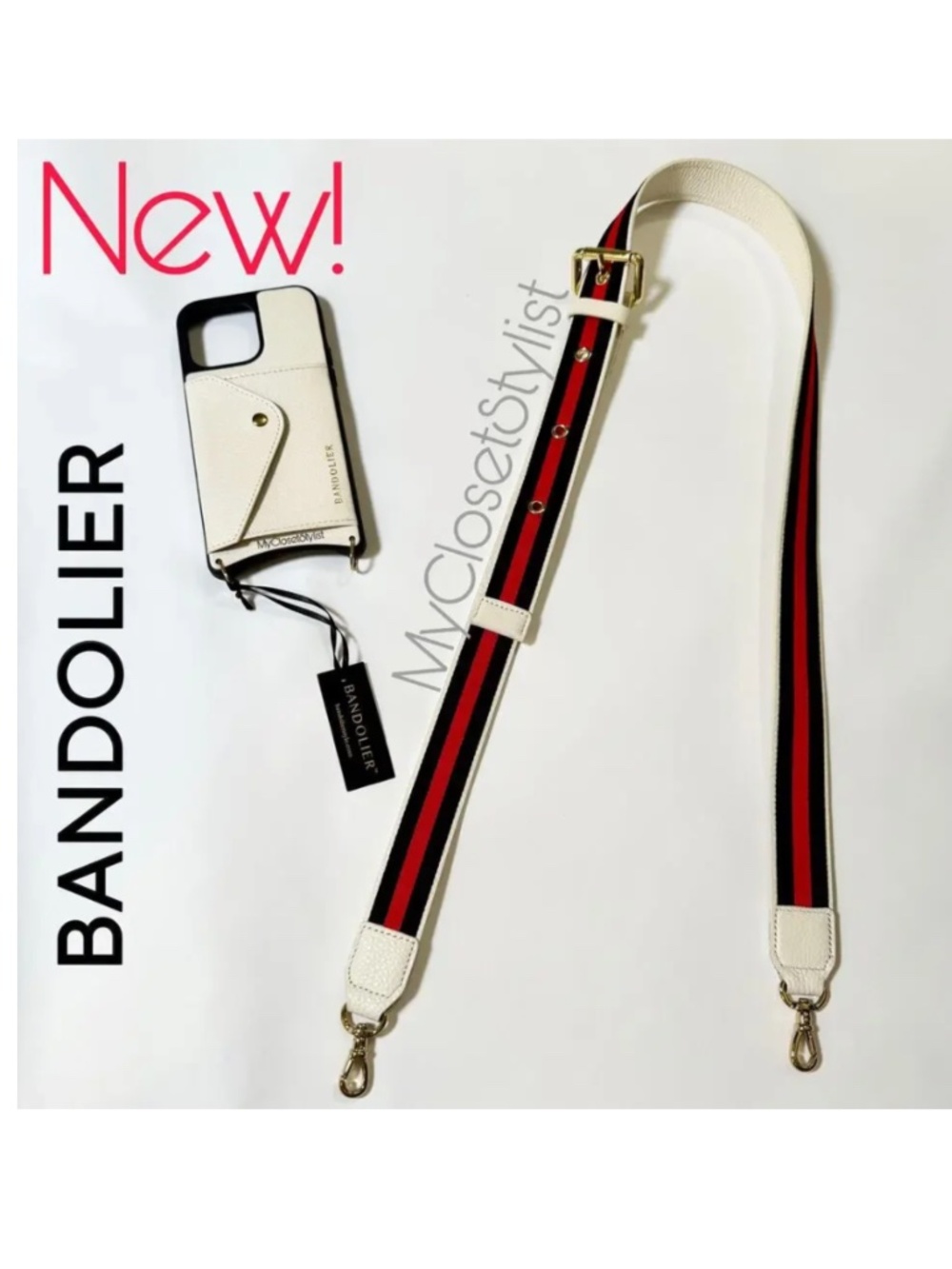 NEW! Bandolier Kimberly Crossbody 15 PRO Wallet Case Set Ivory Red Gold Black